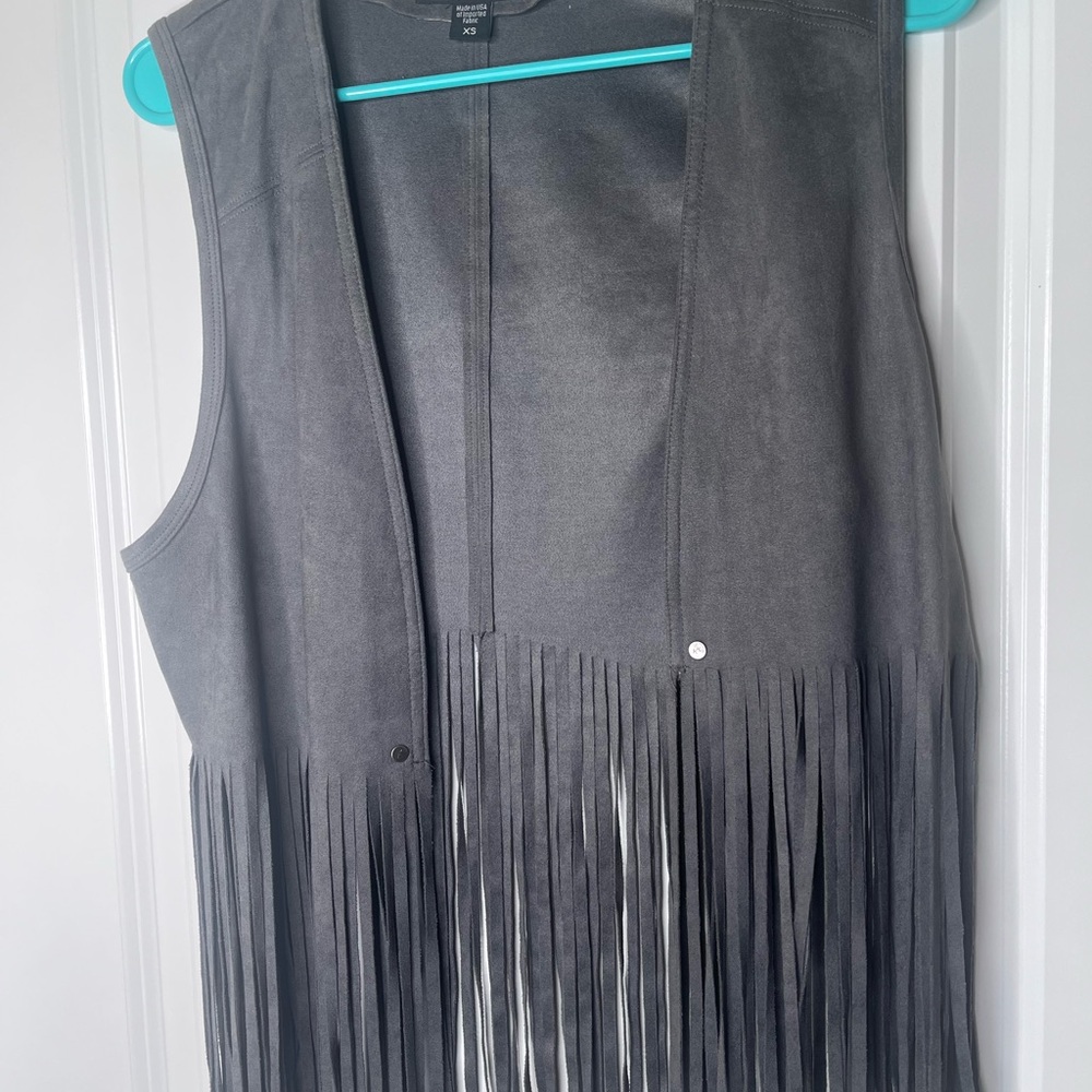 Karen Kane Gray Vest with Fringe